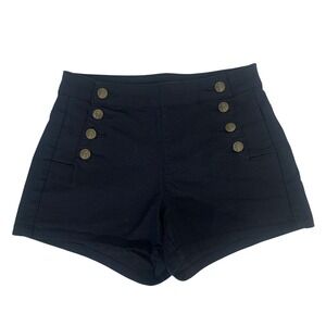 Blackheart Womens Size 1 Black High  Rise Black Sailor Shorts Nautical Pin up